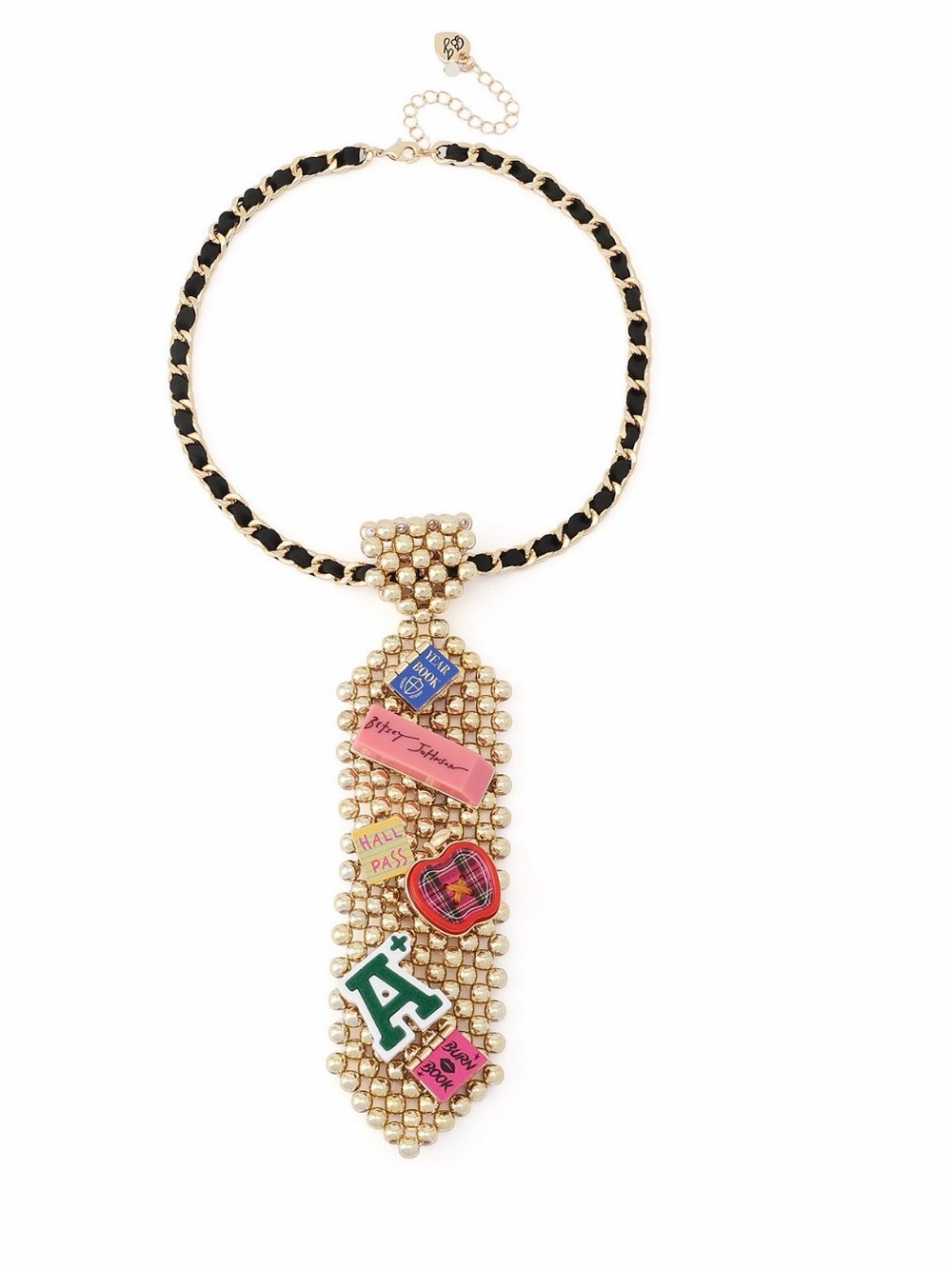 Betsy Johnson School Tie Necklace with Multicolor Enamel Charms - Picture 3 of 3